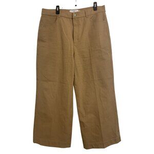 M.M. Lafleur N.Y. Wide Leg Organic Cotton Elastane Pants Dark Tan Size 16 (Plus)